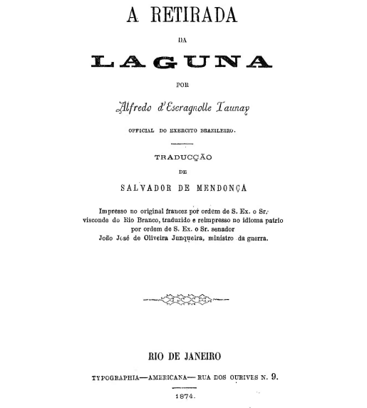 Capa de A Retirada da Laguna, Visconde de Taunay, 1874