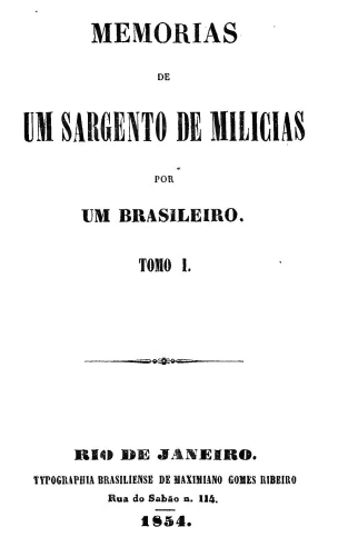 Capa de Memórias de um Sargento de Milícias, Manuel Antônio de Almeida, 1852-1853